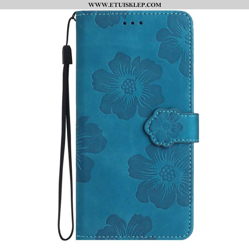 Etui Folio do iPhone 15 Nadruk Kwiatowy